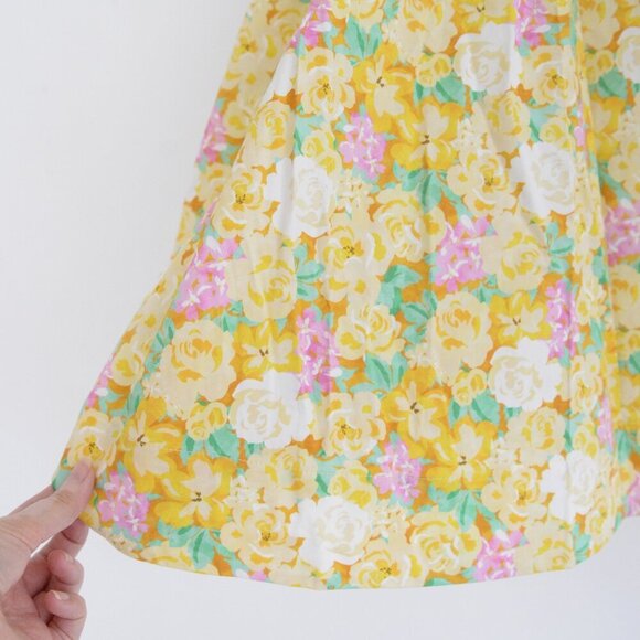For Love & Lemons Yellow Tamra Dress with Florals & Ruffle Mini Dress M - Picture 3 of 13